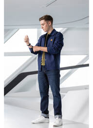 Blugi cu croială slim albastru R.EV 1703 BY REMCO EVENPOEL  homme