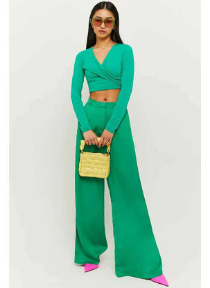Pantalon evazat verde TALLY WEIJL femeie
