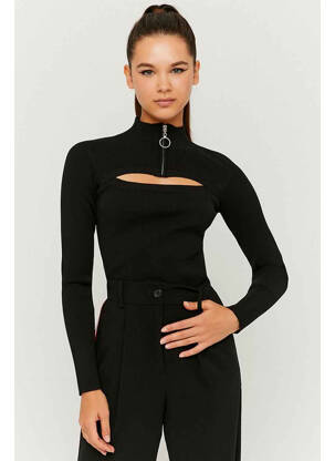 Pulover cu guler înalt negru TALLY WEIJL femeie