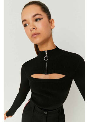 Pulover cu guler înalt negru TALLY WEIJL femeie