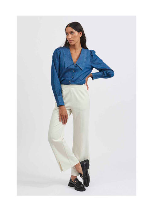 Pantalon evazat bej VILA femeie