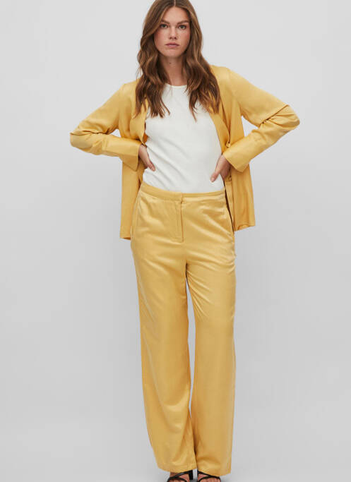 Pantalon larg galben VILA ROUGE femeie