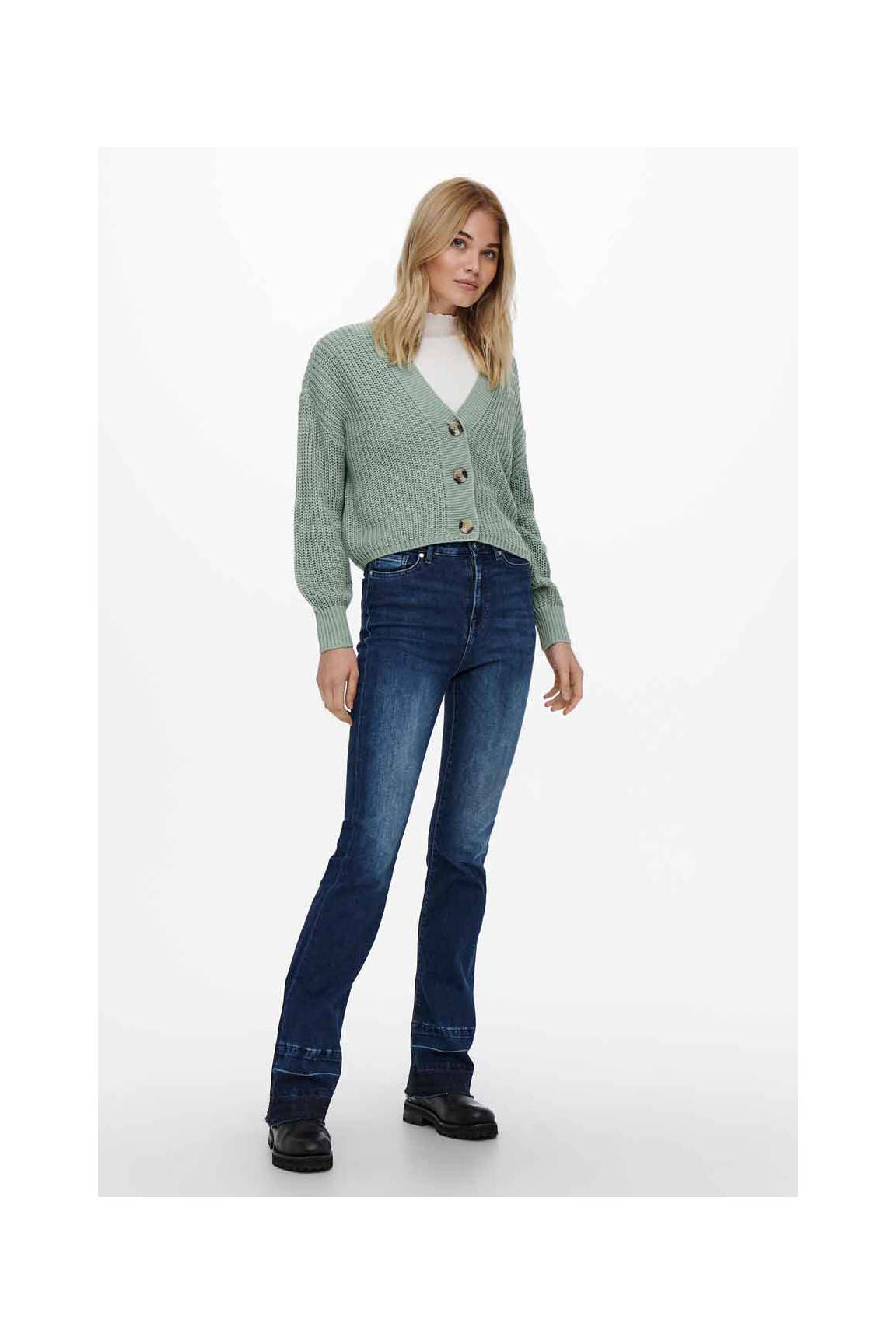 Vestă cu mâneci lungi verde ONLY femeie