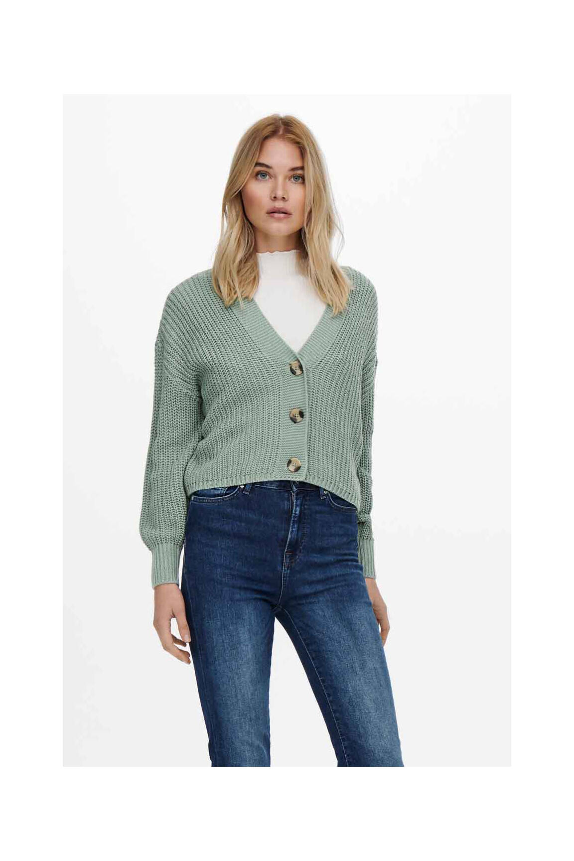 Vestă cu mâneci lungi verde ONLY femeie
