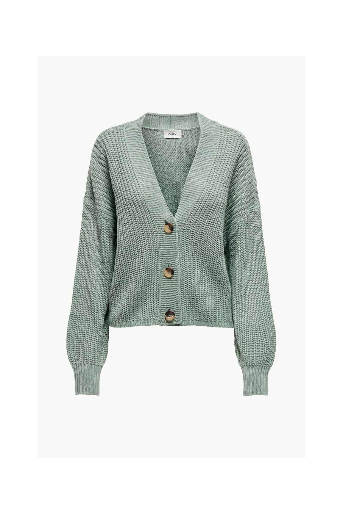 Vestă cu mâneci lungi verde ONLY femeie