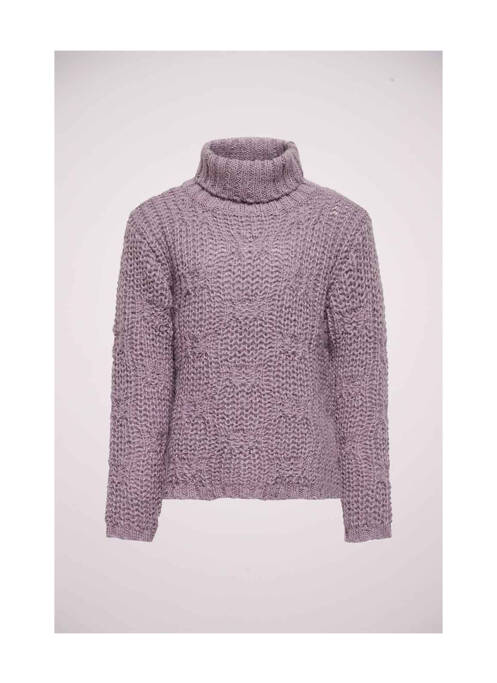 Pulover cu guler înalt roșu ONLY fată