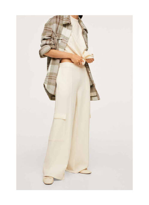 Pantalon evazat bej MANGO femeie