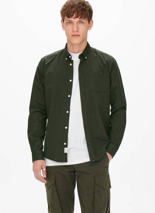 Cămașă cu mâneci lungi verde ONLY&SONS bărbat