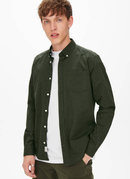 Cămașă cu mâneci lungi verde ONLY&SONS bărbat