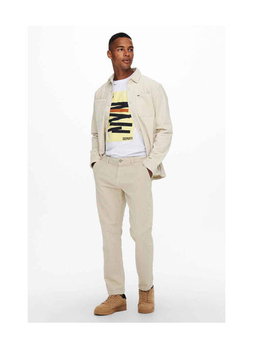Pantalon chino alb ONLY&SONS bărbat