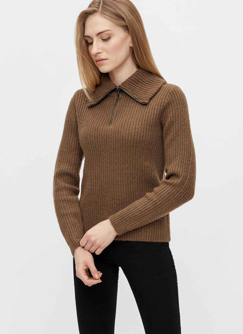 Pulover cu guler înalt maro OBJECT femeie