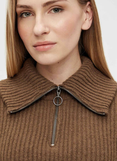 Pulover cu guler înalt maro OBJECT femeie