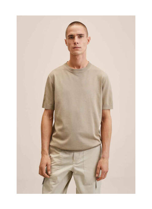 Tricou bej MANGO bărbat