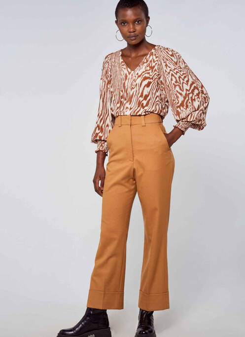 Pantalon larg maro ASTRID BLACK LABEL femeie