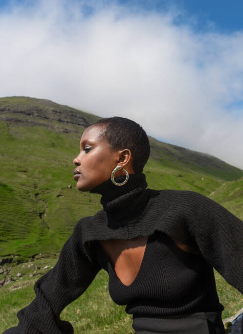 Pulover cu guler înalt negru ASTRID BLACK LABEL femeie