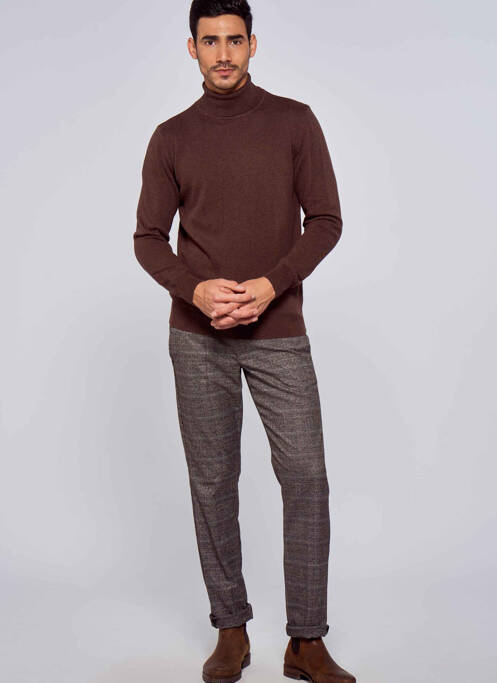 Pulover cu guler înalt maro BRUCE & BUTLER  bărbat