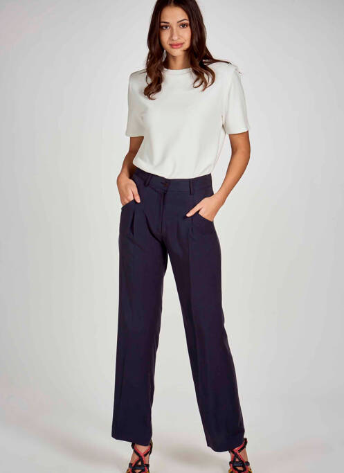 Pantalon drept albastru DEUX. BY ELINE DE MUNCK femeie