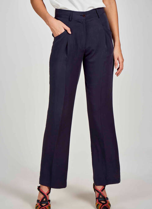 Pantalon drept albastru DEUX. BY ELINE DE MUNCK femeie
