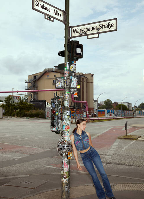 Blugi bootcut albastru OGL femeie