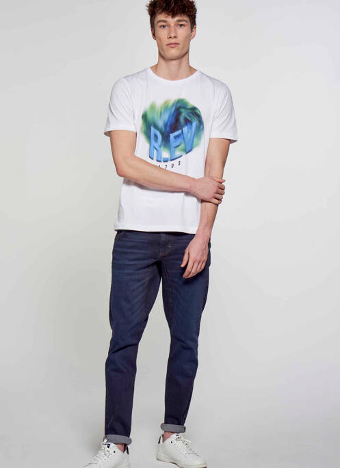 Blugi cu croială slim albastru R.EV 1703 BY REMCO EVENPOEL  bărbat