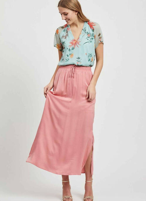 Fustă lungă roz VILA femeie