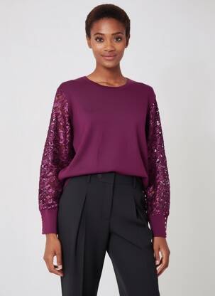 Pulover elasticitate mâneci lungi violet MICHA femeie