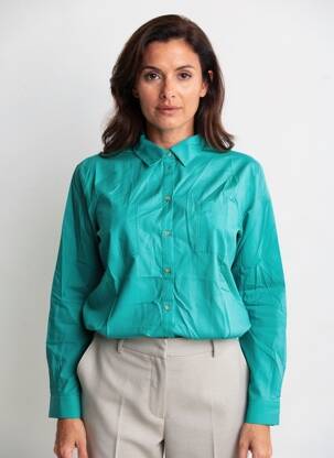 Cămașă croială dreaptă mâneci lungi verde ONE STEP femeie