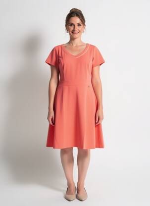 Rochie midi țesătură crep mâneci scurte roz LE PETIT BAIGNEUR femeie
