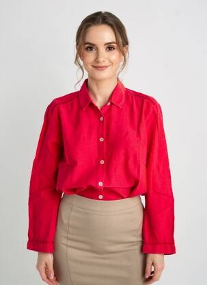 Cămașă croială cambrată mâneci lungi roz ONE STEP femeie