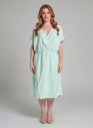 Rochie midi mâneci scurte mâneci scurte verde SHEEGO femeie