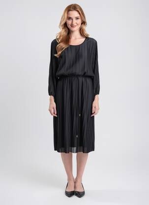 Rochie midi croială fluidă mâneci lungi negru DAMART femeie