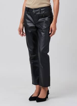 Pantalon drept închidere cu fermoar sub clapetă cu nasturi negru HEINE femeie