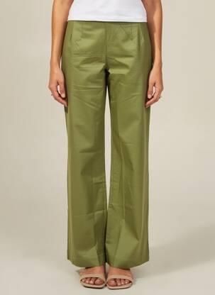 Pantalon drept elasticitate mărime normală verde LA FIANCÉE femeie