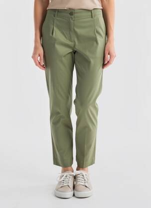Pantalon chino închidere cu fermoar sub clapetă cu nasturi mărime normală verde LA FIANCÉE femeie