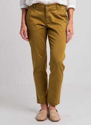 Pantalon chino închidere cu fermoar sub clapetă cu nasturi mărime normală verde LA FIANCÉE femeie