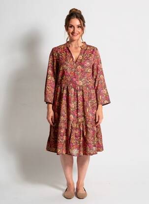 Rochie midi mâneci 3/4 mâneci 3/4 roșu LA FIANCÉE femeie