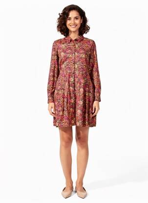Rochie scurtă croială evazată mâneci lungi roz LA FIANCÉE femeie