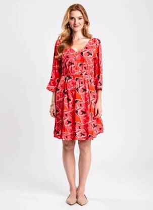 Rochie scurtă mâneci 3/4 mâneci 3/4 roșu LA FIANCÉE femeie