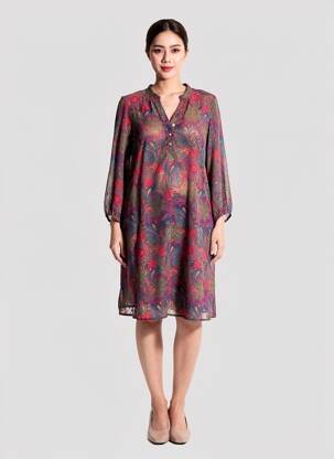 Rochie scurtă croială fluidă mâneci 3/4 albastru LA FIANCÉE femeie