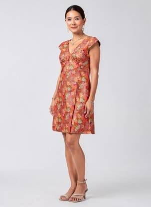 Rochie scurtă croială evazată mâneci scurte roșu LA FIANCÉE femeie