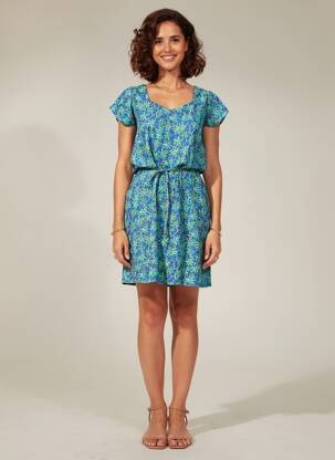 Rochie scurtă mâneci scurte mâneci scurte albastru PRINCESSE NOMADE femeie