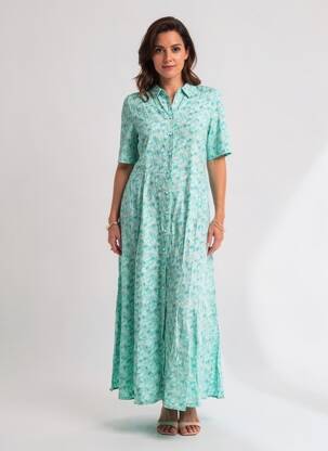 Rochie lungă mâneci scurte mâneci scurte verde LA FIANCÉE femeie