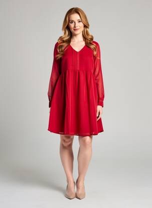 Rochie scurtă mâneci lungi mâneci lungi roșu LA FIANCÉE femeie