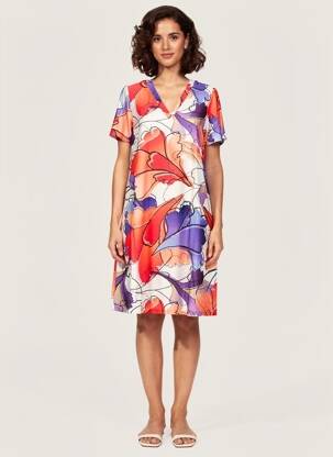 Rochie scurtă croială fluidă mâneci scurte violet LA FIANCÉE femeie