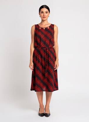 Rochie midi imprimeu fantezie fără mâneci roșu PRINCESSE NOMADE femeie