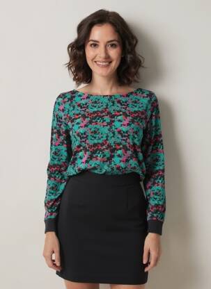Top imprimeu fantezie mâneci lungi verde LA FIANCÉE femeie