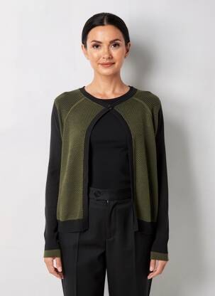 Vestă cu mâneci lungi guler rotund verde VOODOO femeie