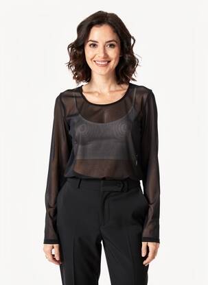 Top elasticitate mâneci lungi negru VOODOO femeie