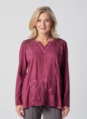 Top guler în v mâneci lungi violet GUY DUBOUIS femeie