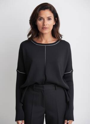 Pulover croială dreaptă mâneci lungi negru VOODOO femeie